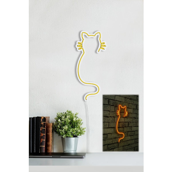 Dekorativ Plast Led Belysning Katt - Gul
