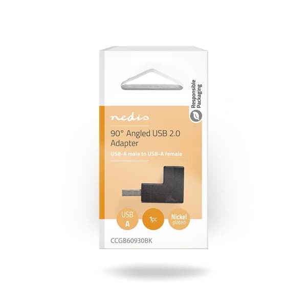 USB-A Adapter | USB 2.0 | USB-A Han | USB-A Hun | 480 Mbps | Runde | Nikkelplateret | PVC | Sort | Box