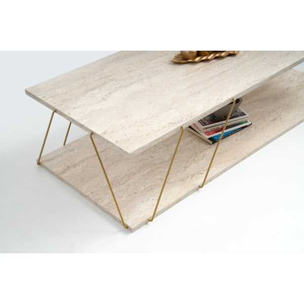Soffbord Labranda - Guld, Travertin