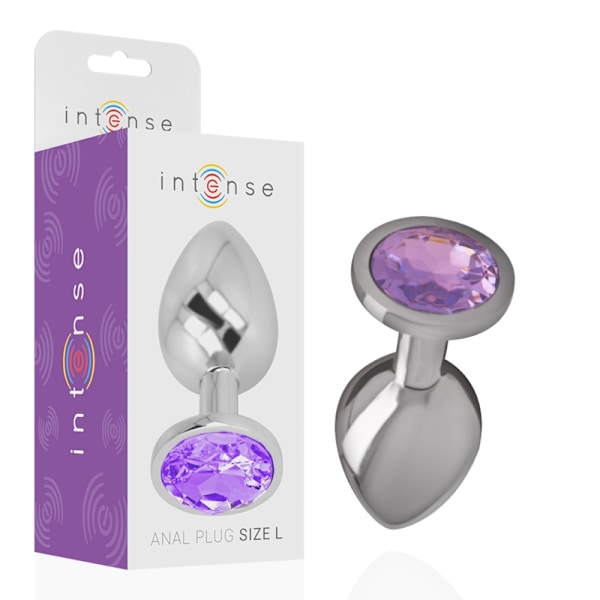 Intens - Aluminium metal analprop med violet krystal størrelse S