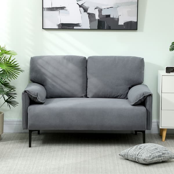 2-personers sofa, tykke hynder, fløjlsbetræk, sort
