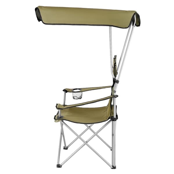 Campingstol med solskydd, grön