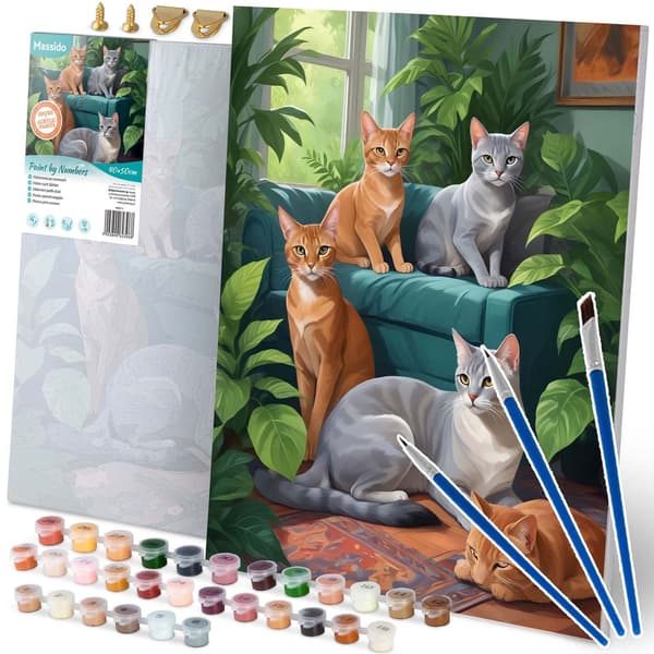 Maleri efter tal 40x50 cm Massido Cats