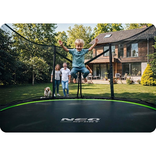 Trädgårdstrampolin 12ft/374cm med utomhusnät och stege Neo-Sport