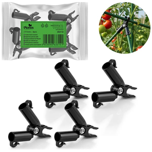 11mm polkopplingar för växter, svarta, 4-pack