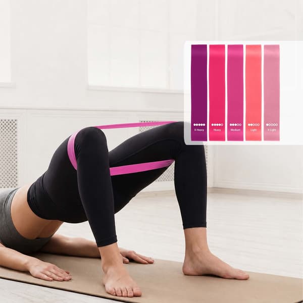 Pilatesset, 13-delars kit med band och vikter - Rosa