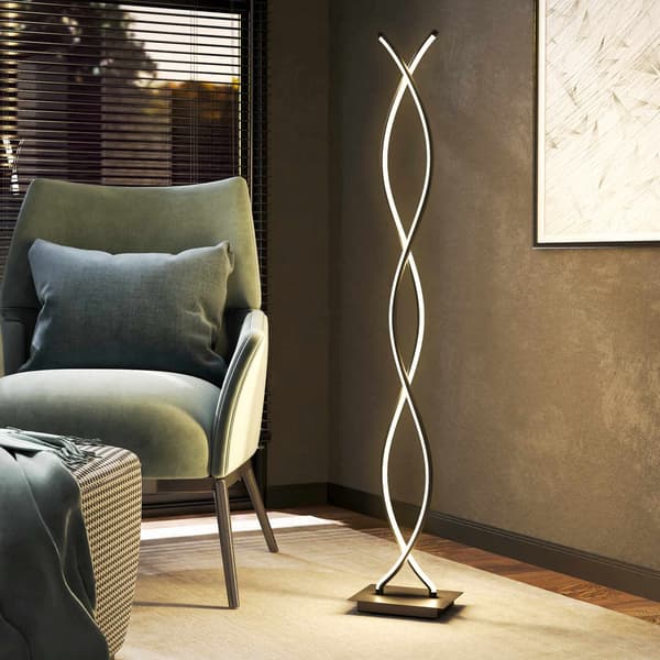 Dæmpbar LED-gulvlampe, sort dobbelt spiraldesign