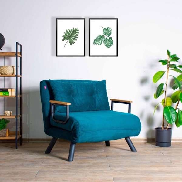 1-sædet sovesofa Sando Single - Petrol Green
