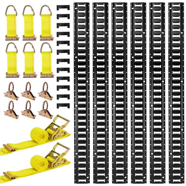 E-Track-skenor för fastspänning, 6-pack 1,5 m räls, 650 kg
