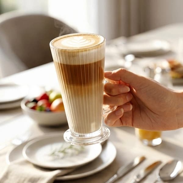Latteglasset, 270 ml, räfflat glas, 6 delar