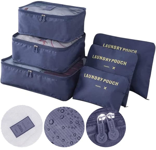 Rejseorganisatorsæt, 6 dele, marineblå polyester