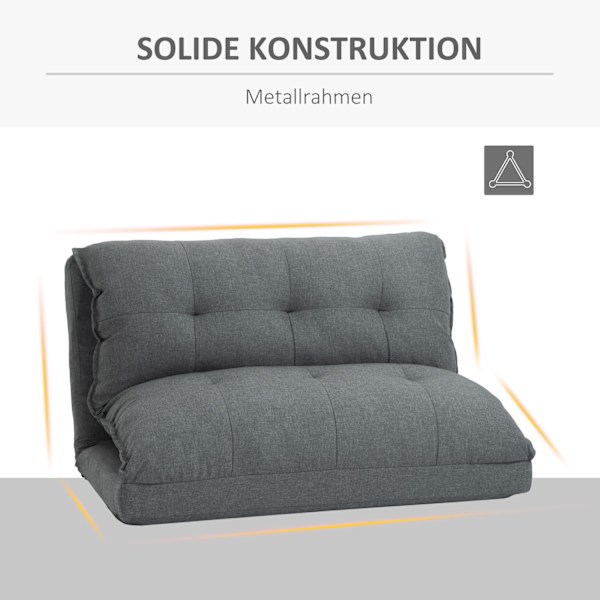 Gulvstol 2-i-1 Gulv Sovesofa Sovesofa 13 Positioner Justerbart ryglæn til stue Linned 100 x 71 x 54 cm Grå