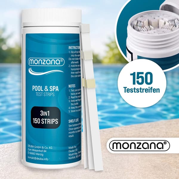 Poolteststrimler 3-i-1, 150 stk. til pH, klor, alkalinitet