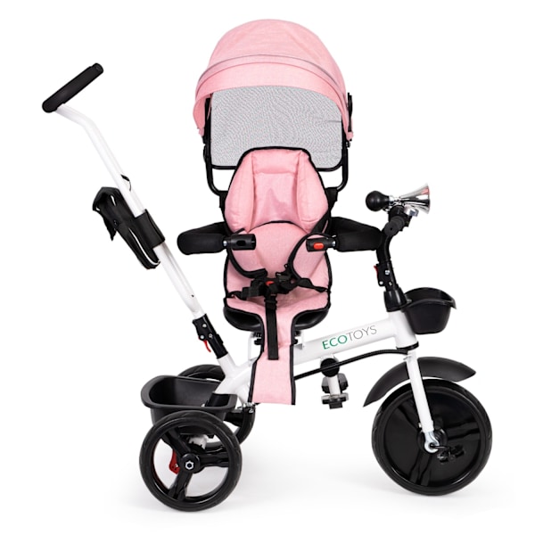 Trehjuling barnvagn 360* vridbar sits Rosa