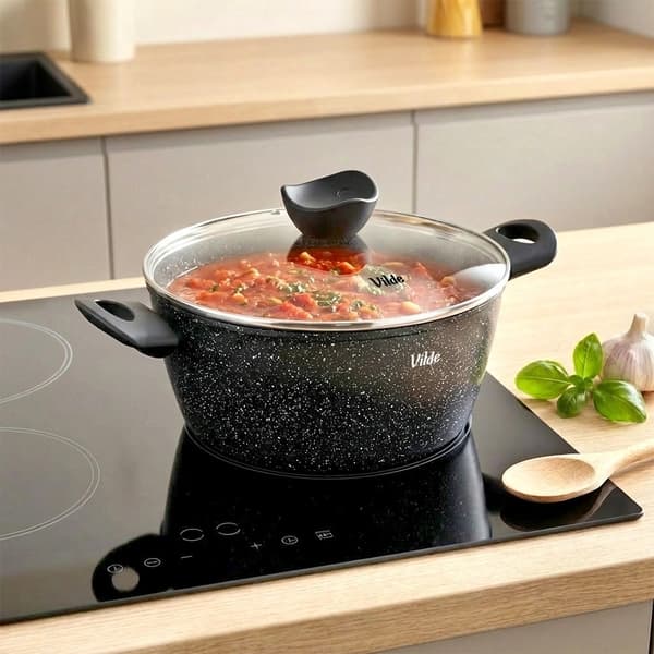 Granitbelagd gryta med glaslock, 24 cm, 3,6 L