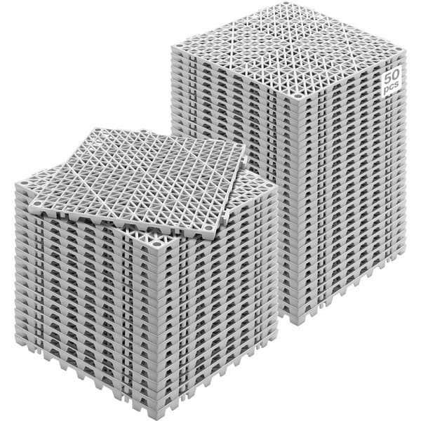 Sammanfogade PVC-dräneringsgolvplattor, 50-pack 30x30 cm