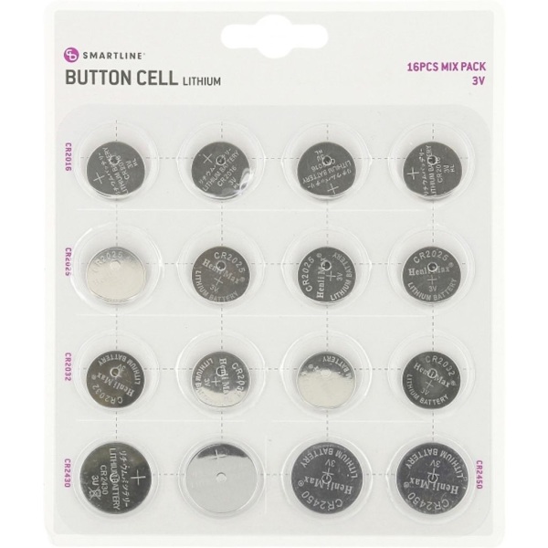 Knappceller Mix Smartline 16-pack litium (CR2016/CR2025/CR2032/CR2430/CR2450)
