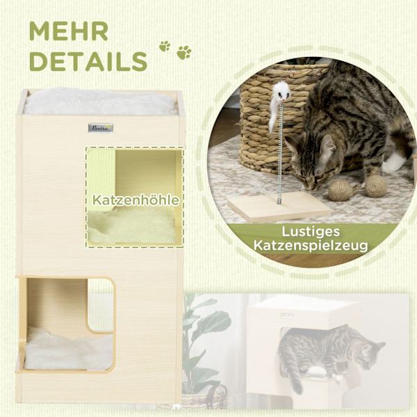 Cat Cave 3-Leder Cat Cabinet Kudde Indoor Cat House Cat House Toy Ek 34X34X60 Cm