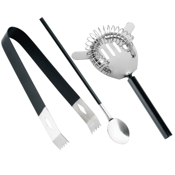 Barset med shaker, stål, svart, 5 st.