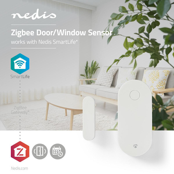 Smart Dør / Vindue Sensor | Zigbee 3.0 | Batteri | Android™ / IOS | Hvid