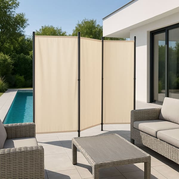 Sammenklappelig 3-panel have- og rumdeler 167x164 cm Beige MultiGarden