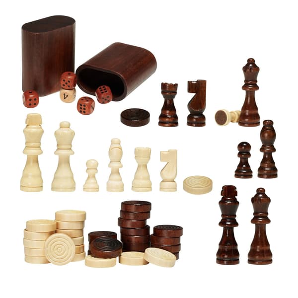 3-i-1 schack- och backgammonbord, 40 cm trä