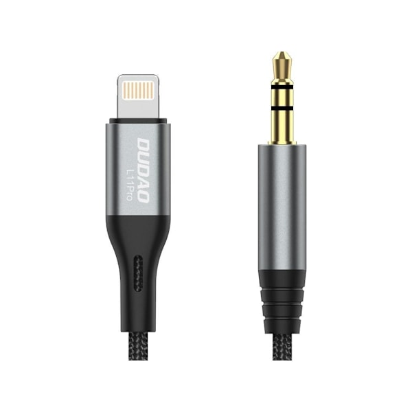 USB-kaapeli Dudao Lightning - miniliitin 3,5 mm 1 m Szary (DDA224)
