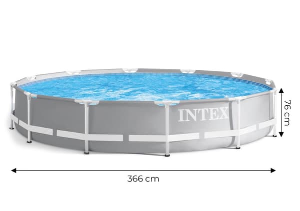 Rund trädgårdspool med ram, 366 cm diameter, 3-lagers PVC