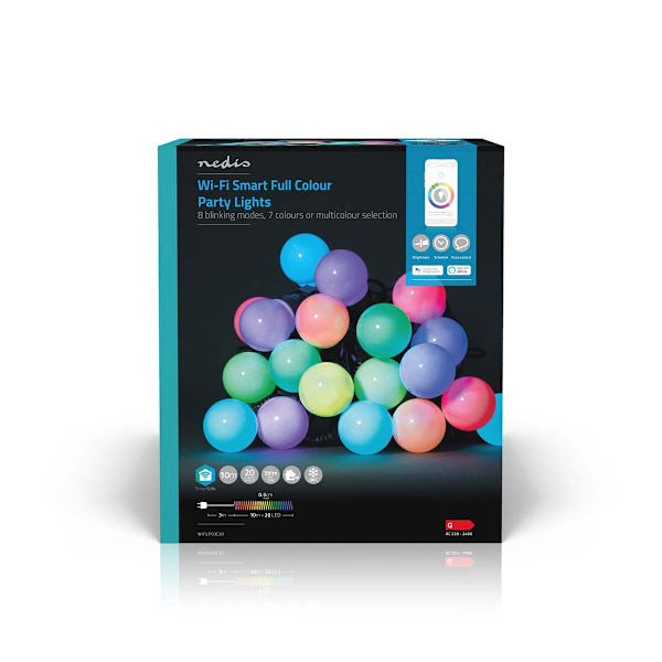 SmartLife Jouluvalot | Partylight | Wi-Fi | RGB | 20 LED's | 10 m | Android™ / IOS | Polttimon halkaisija: 50 mm