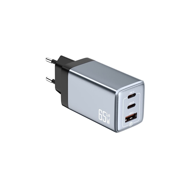NEXTBATT 65W Hurtigoplader 2x USB-C/1x USB-A - Sort/Grå