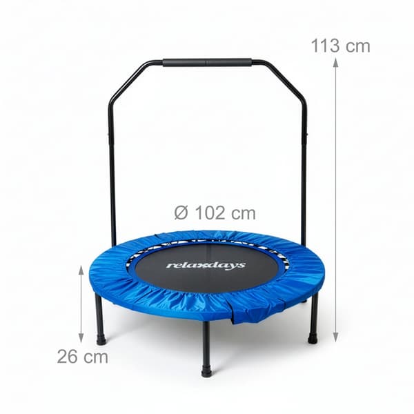 Mini-trampolin med säkerhetsstång, 102 cm diameter