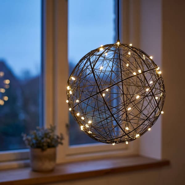 30 cm svart LED-dekorkula – varmvitt ljus