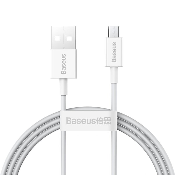 Superior kabel microUSB USB kabel til hurtig opladning 2A 1m hvid