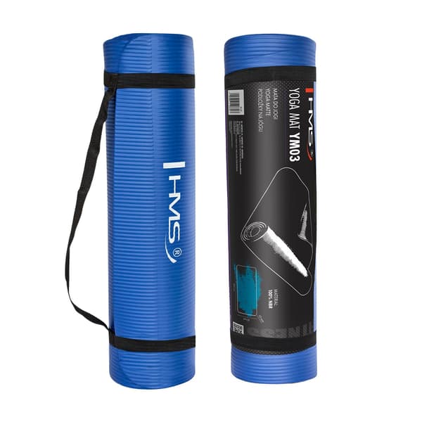 Yogamåtte, skridsikker, 6 mm tyk, blå