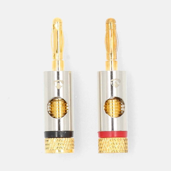 Banana Connector | Rak | Hane | Guldplaterad | Skruva | Kabel input diameter: 3.0 mm | Metall | Guld | 2 st. | Kuvert