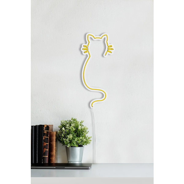 Dekorativ Plast Led Belysning Katt - Gul