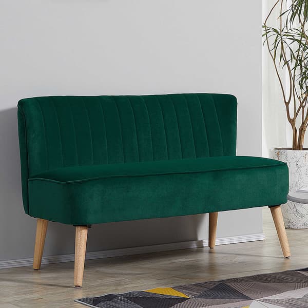 2-sits retrosoffa, mörkgrön, träben, 117 cm