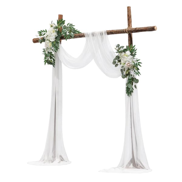 Blommor för bröllopsbåge, vit siden, 6,5 meter drapering, 3 delar