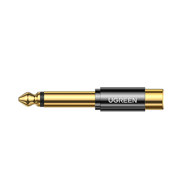 Adapter plug jack adapter 6,35 mm hane till RCA hona guld