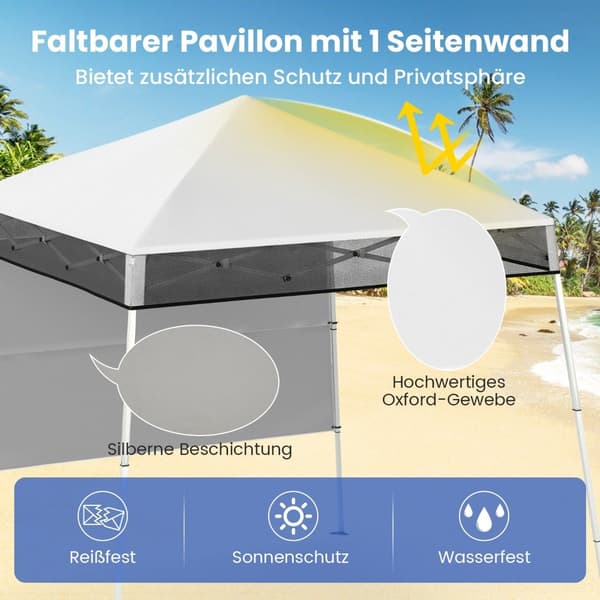 Pop-Up Gazebo 2x2m, Justerbar, Vattentät, Vit