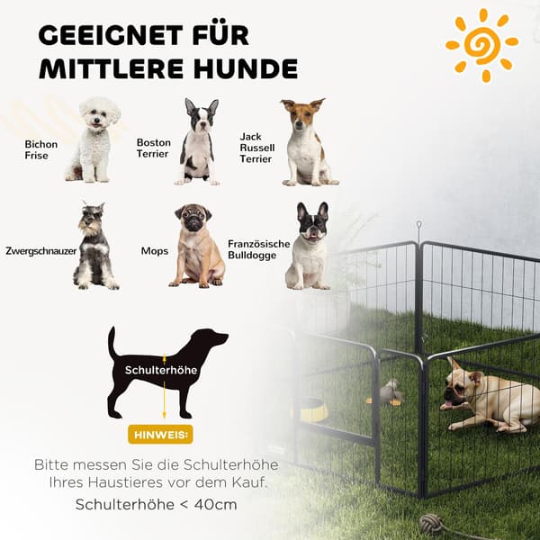 Hundehegn, indhegning til kæledyr, 6 paneler, stål, foldbar, grå