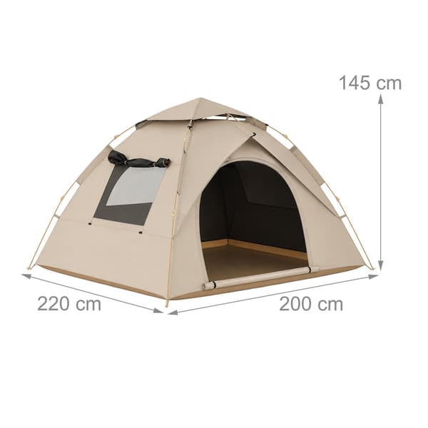 Pop-up campingtält för 3–4 personer med mörkläggningsfoder
