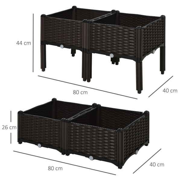 Raised Raised Bed Rotting Plant Box Med Dräneringshål, Pp, Brun,