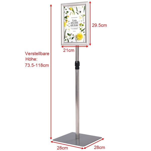 A4 justerbart displayställ, 2-pack, silverfärgad metallram