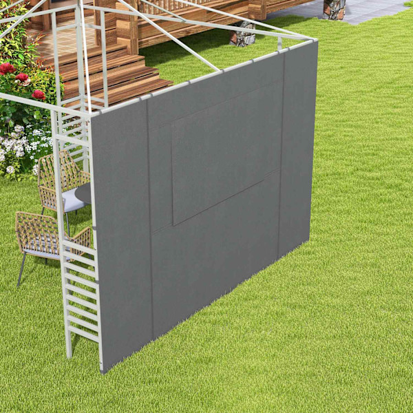 Sivuseinät Gazebo 2.95X2.95M Mesh Ikkuna Polyesteri Tummanharmaa 300X200Cm