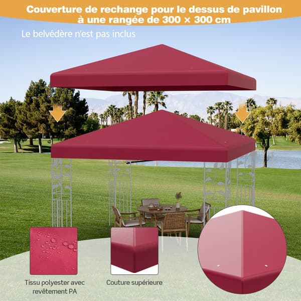 Udskiftningspalte til pavillon 300x300 cm, polyester, vinrød