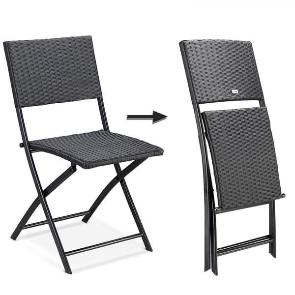Polyrattan klapstole, 2-pak, sort, udendørs/indendørs brug