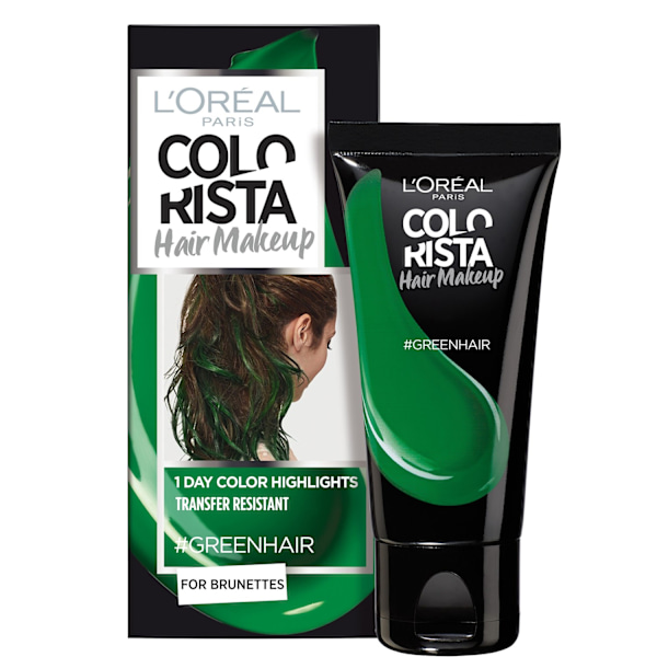 L'Oreal Paris, Colorista Hair Makeup, Semi-Permanent Hair Dye, #GREENHAIR, 30 ml