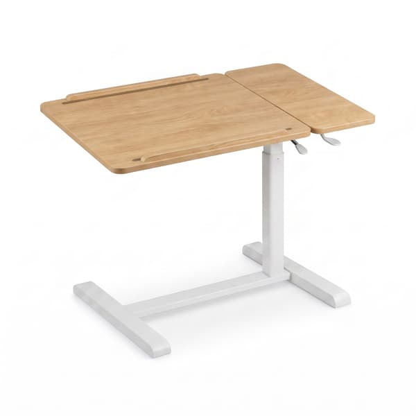 Höjdjusterbart ståbord med hjul, naturvit