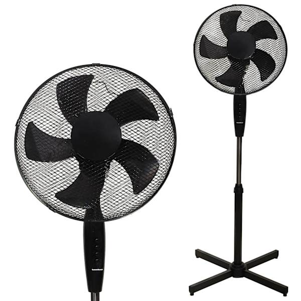 Stående gulvventilator 45W – 3 tilstande, 5 blade, sort